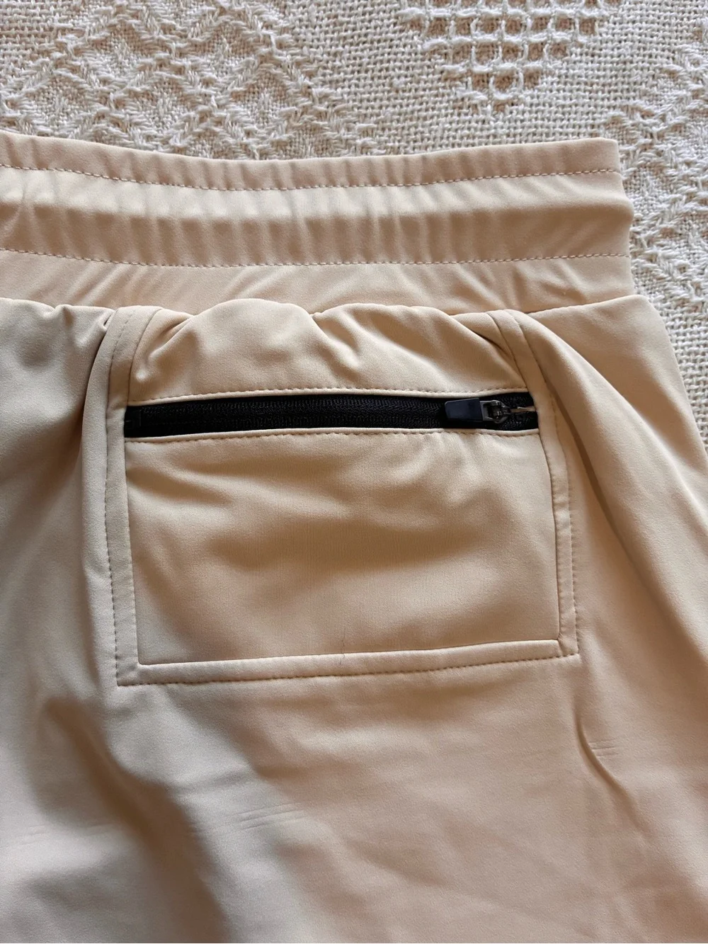 Mentality Men's 2 in 1 Lined Athletic Gym Compression Shorts Tan, White Sz L - Picture 9 of 13